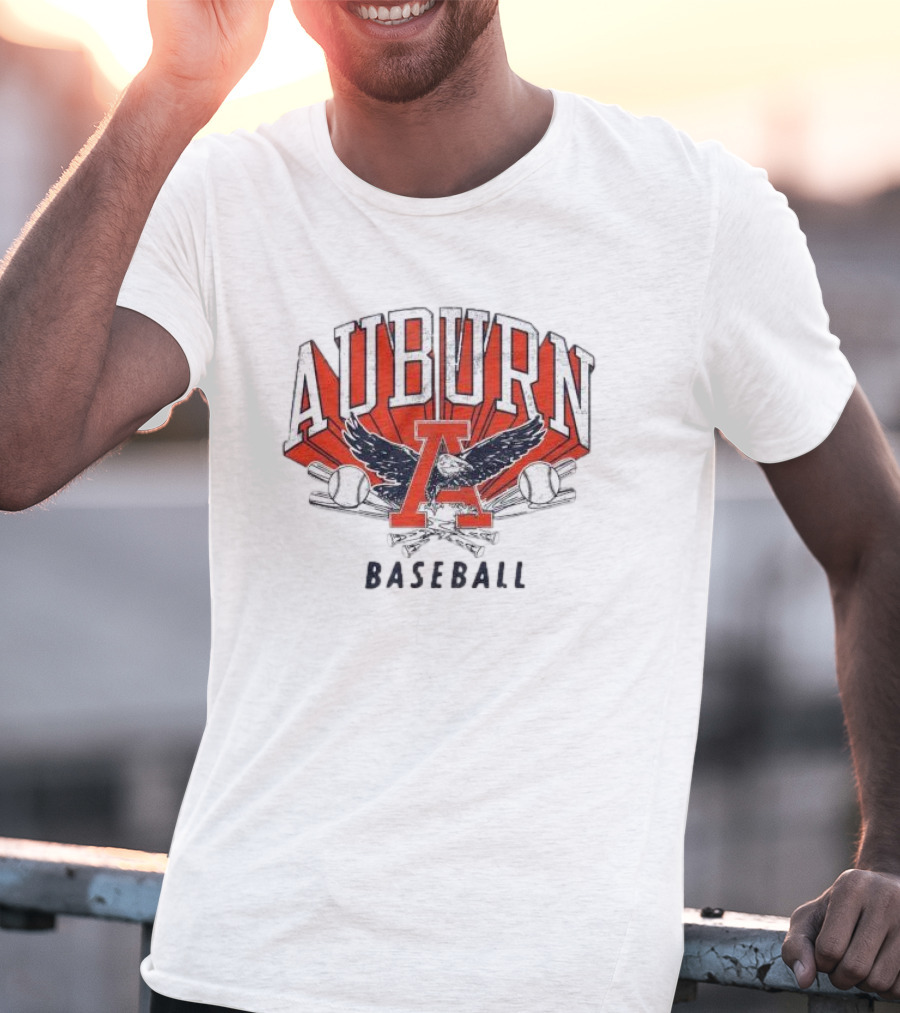 Auburn University Baseball Eagle Logo With Bats And Baseballs T-Shirt
