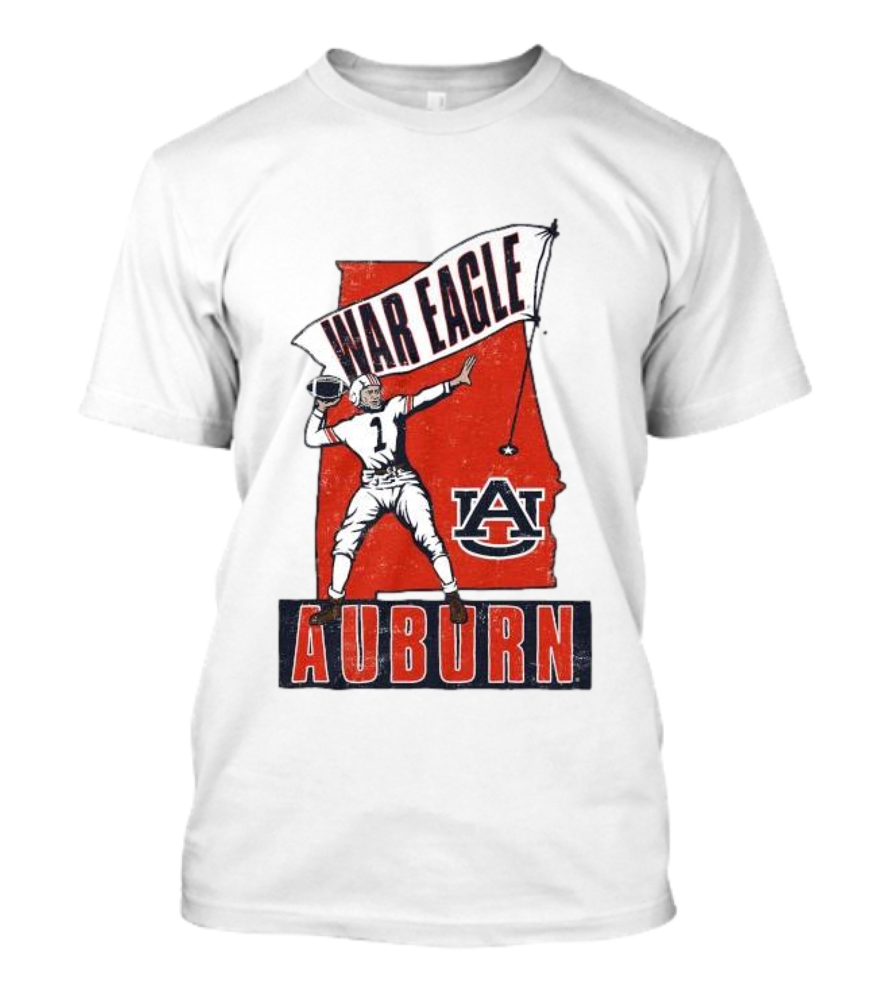 Auburn War Eagle Vintage Football Player With Auburn Logo And War Eagle Banner T-Shirt
