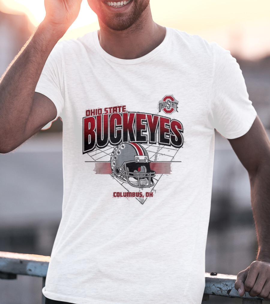 Ohio State Buckeyes Football Helmet Columbus OH Grid T-Shirt