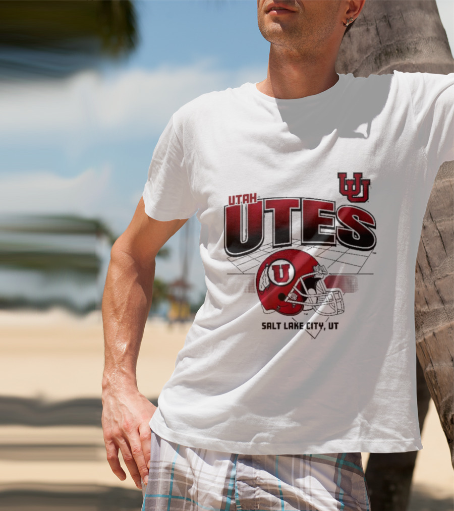 Utah Utes Football Helmet Salt Lake City UT Grid T-Shirt