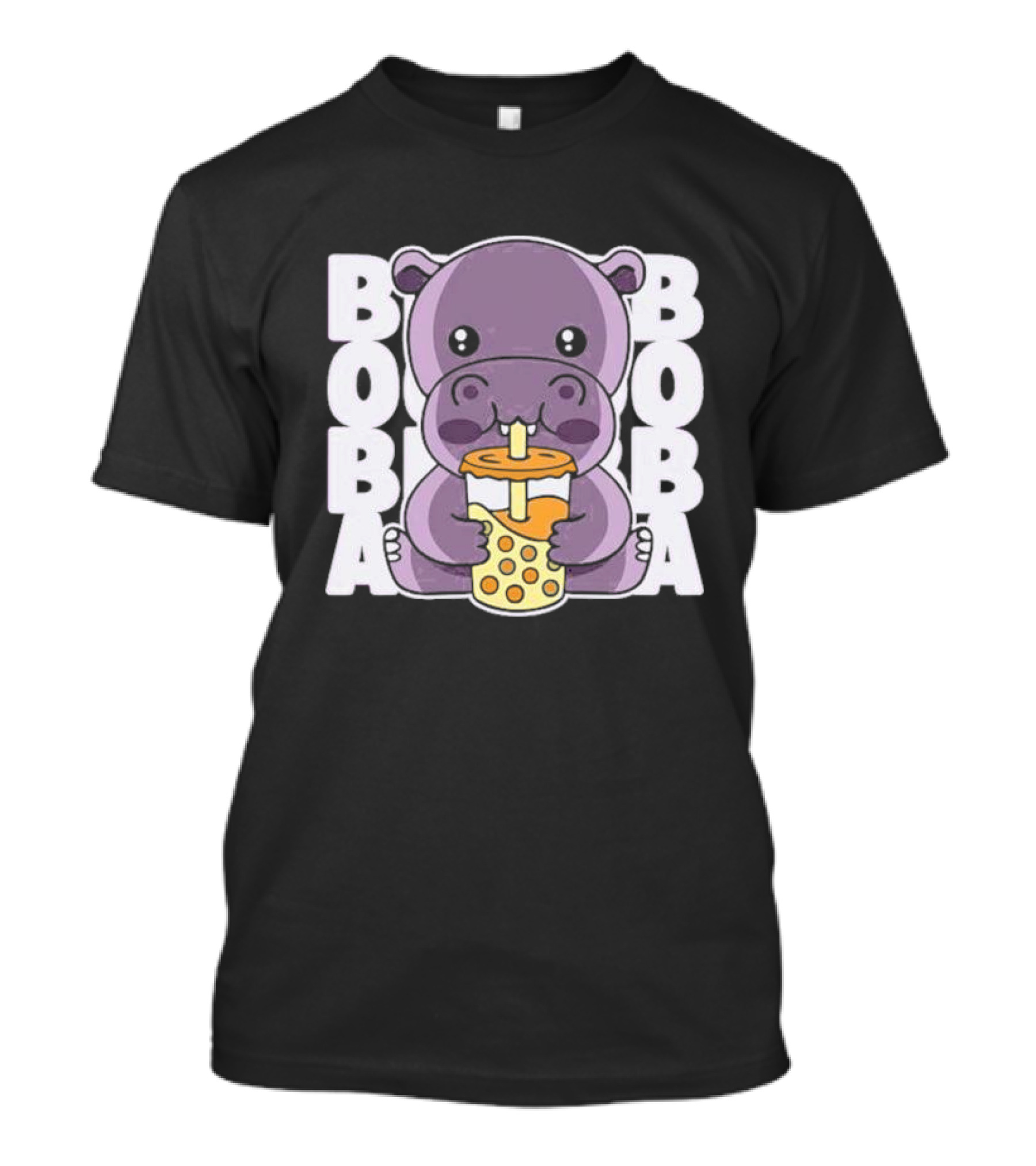 Kawaii Hippo Boba Tea Moo Deng Hippo Boba Boba T-Shirt
