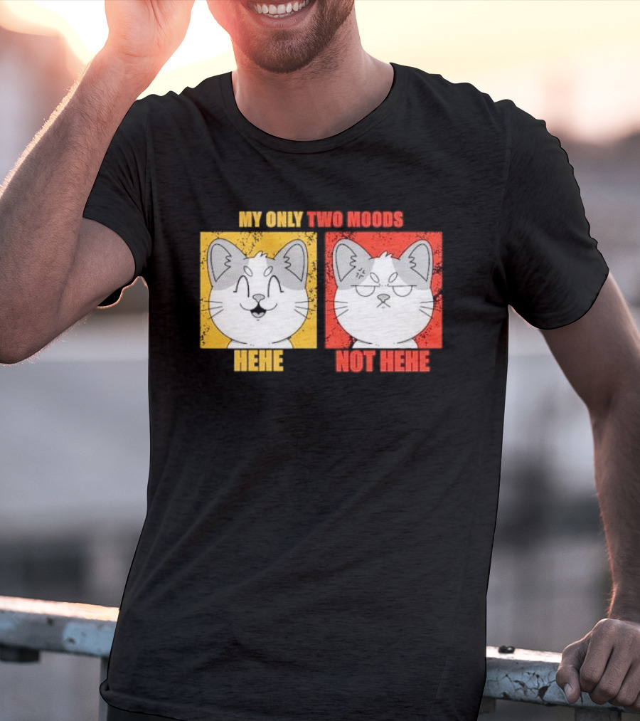 MY ONLY TWO MOODS HEHE NOT HEHE Cat Emojis T-Shirt