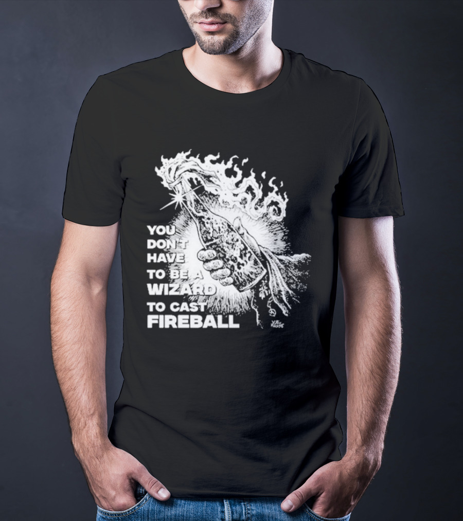 You Don't Have To Be A Wizard To Cast Fireball Diablo Macabre Flame Bottle T-Shirt