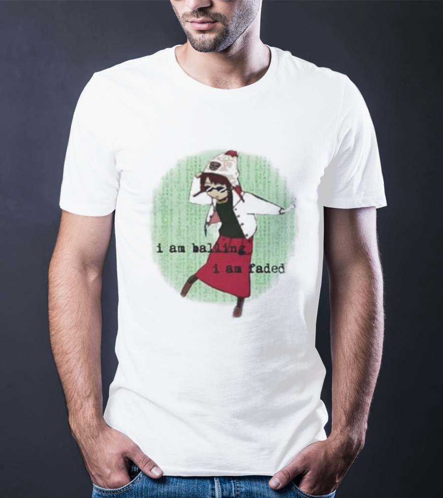 I Am Ballin I Am Faded Lain Dance Pose Glasses Red Skirt Green Background T-Shirt