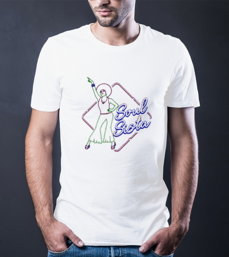 Soul Sista Afro 70s Disco Retro Music Iconic Dance Pose T-Shirt