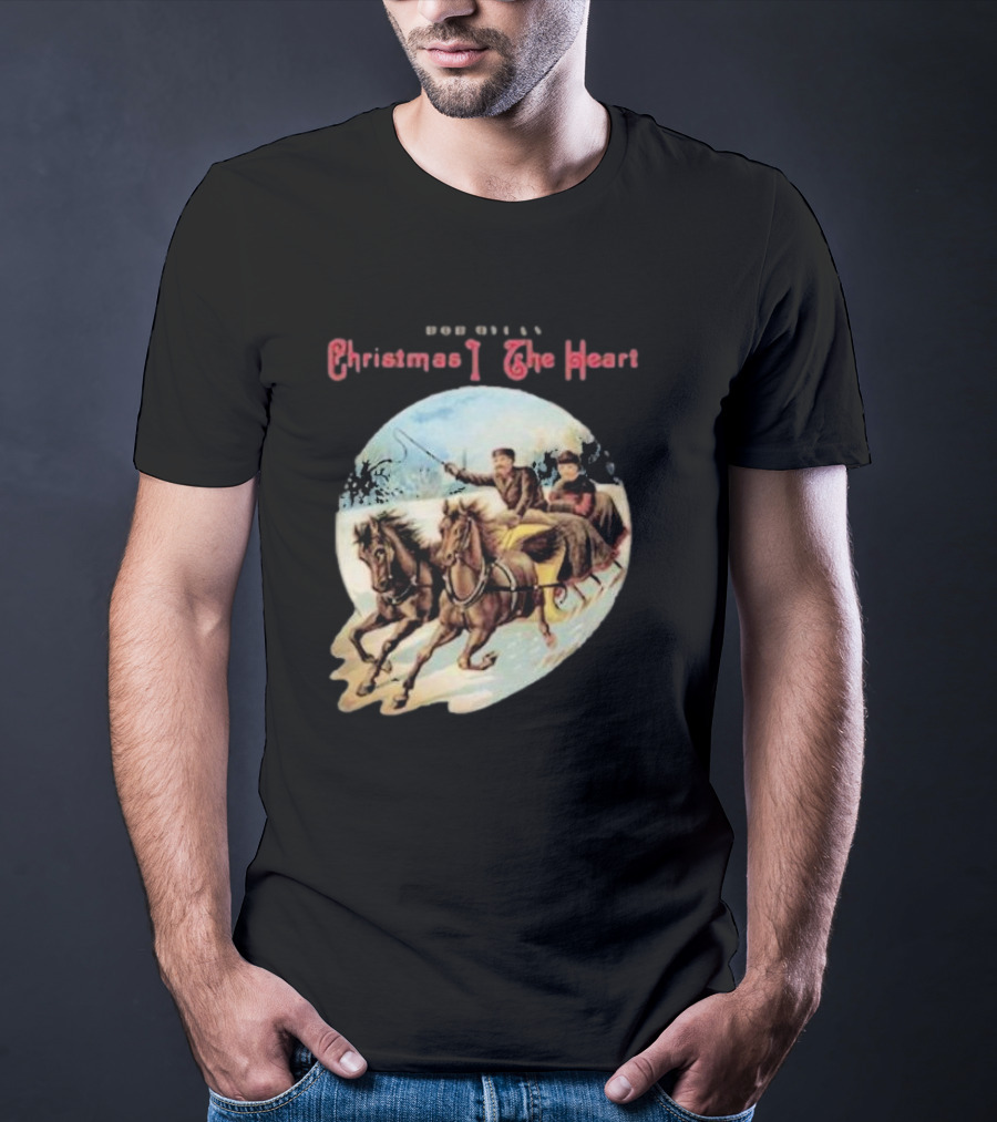 Bob Dylan Christmas In The Heart Horse Sleigh Ride Snow Scene T-Shirt