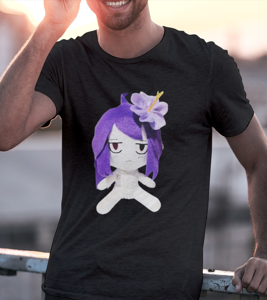 Cynthoni Jvmo Down Right Anime Plush Doll With Purple Hair And Flower T-Shirt