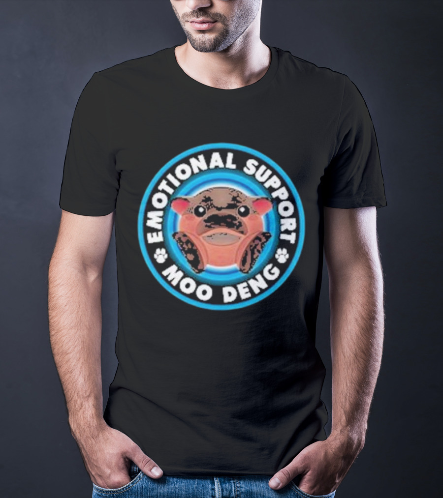 Emotional Support Moo Deng Hippo Badge T-Shirt