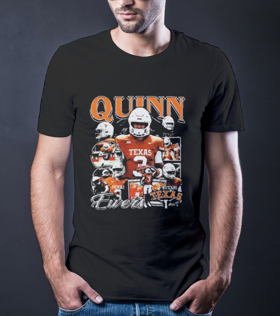 Quinn Ewers Texas Football Player Collage T-Shirt