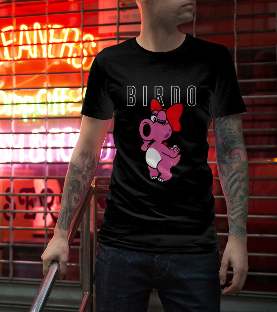 Super Mario Bros Birdo Pink Character With Bow Icon Text T-Shirt