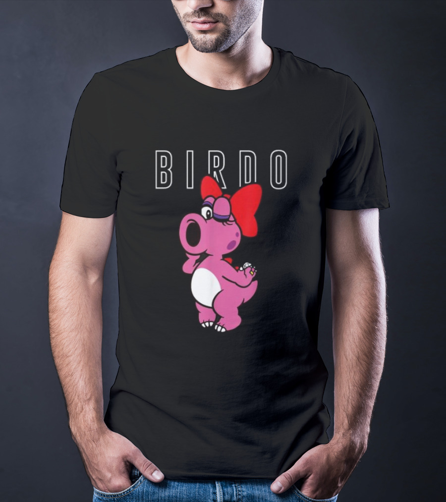 Super Mario Bros Birdo Pink Character With Bow Icon Text T-Shirt