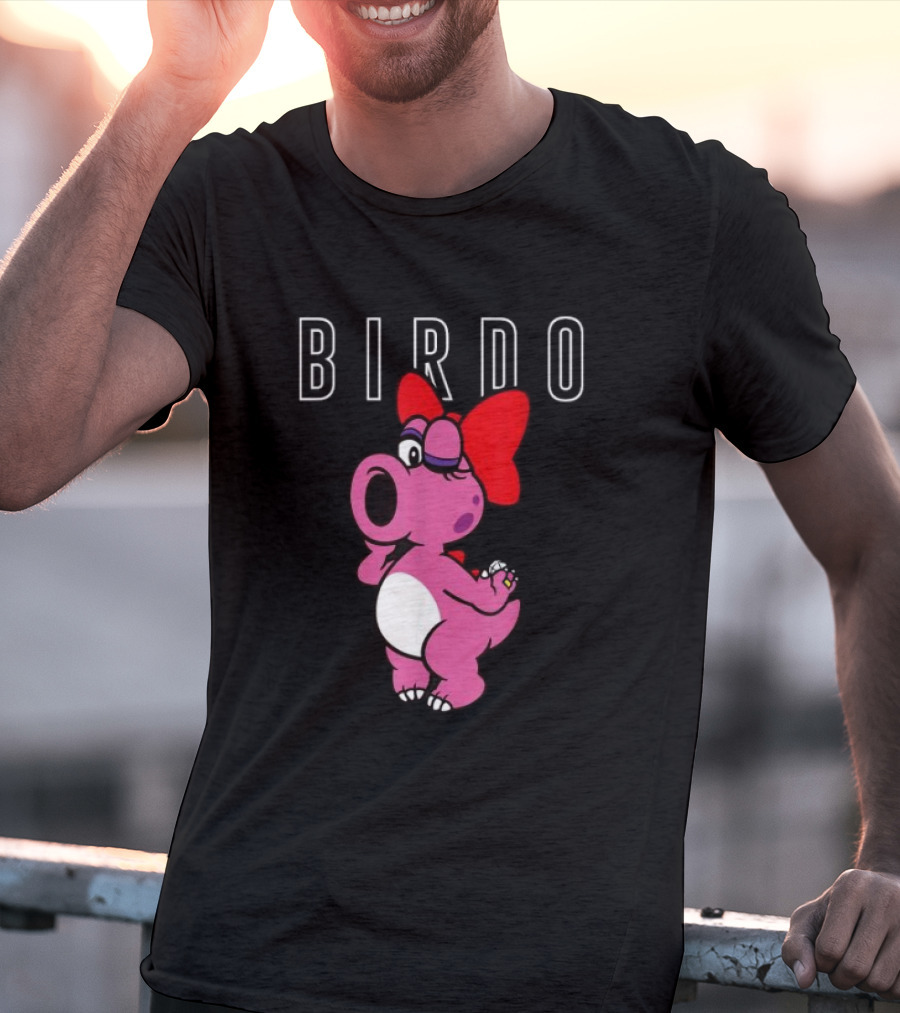 Super Mario Bros Birdo Pink Character With Bow Icon Text T-Shirt