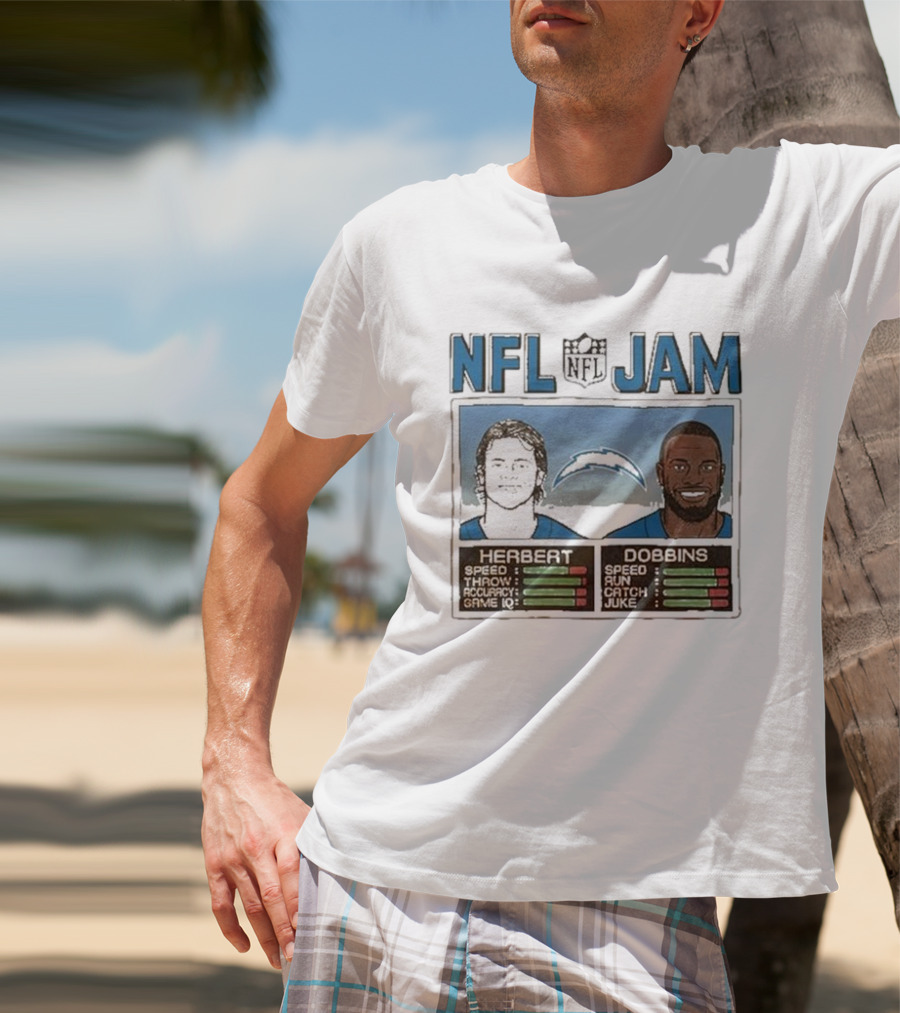NFL Jam Chargers Herbert Dobbins Stats T-Shirt