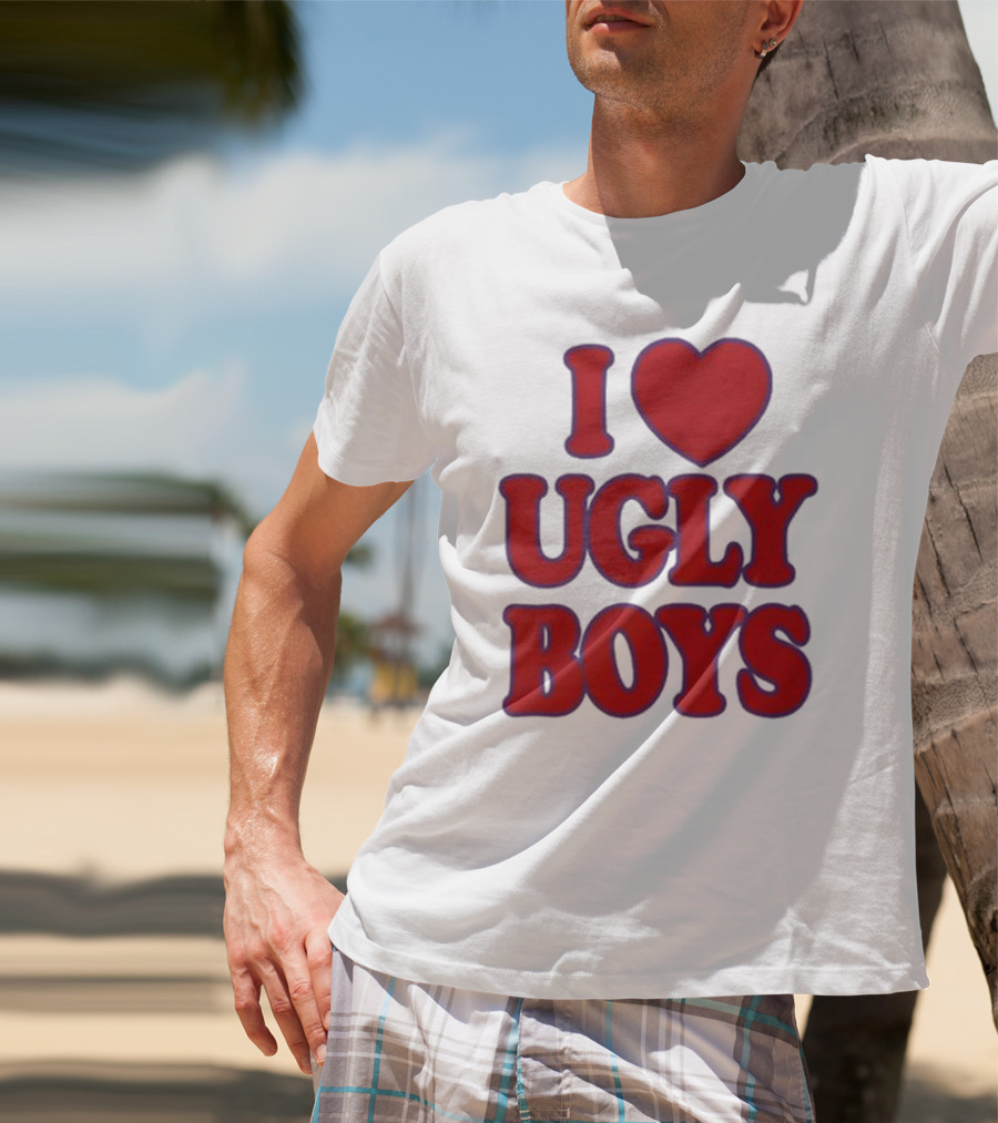 Omar Apollo I Love Ugly Boys Red Text Heart T-Shirt