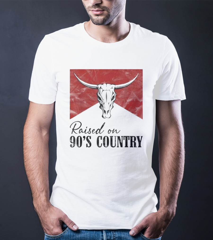 Raised On 90’s Country Western Bull Skull T-Shirt