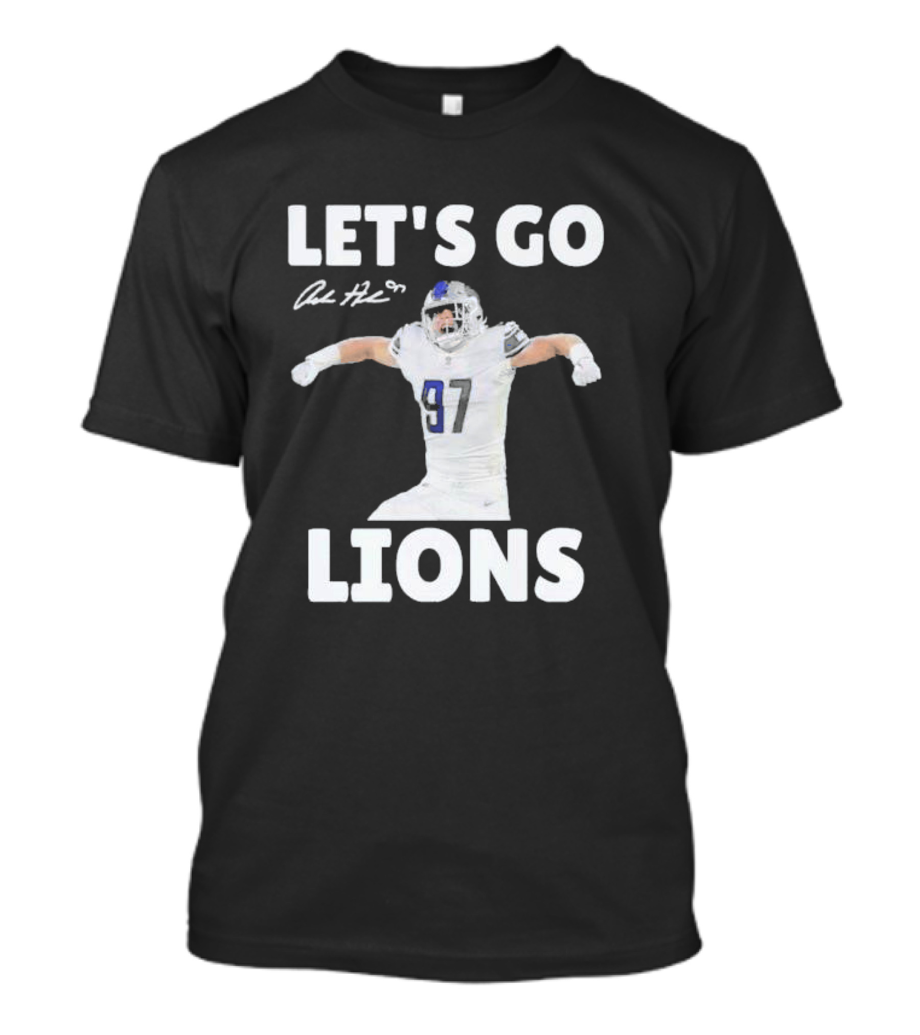 Let's Go Lions Aidan Hutchinson Detroit Lions Signature T-Shirt