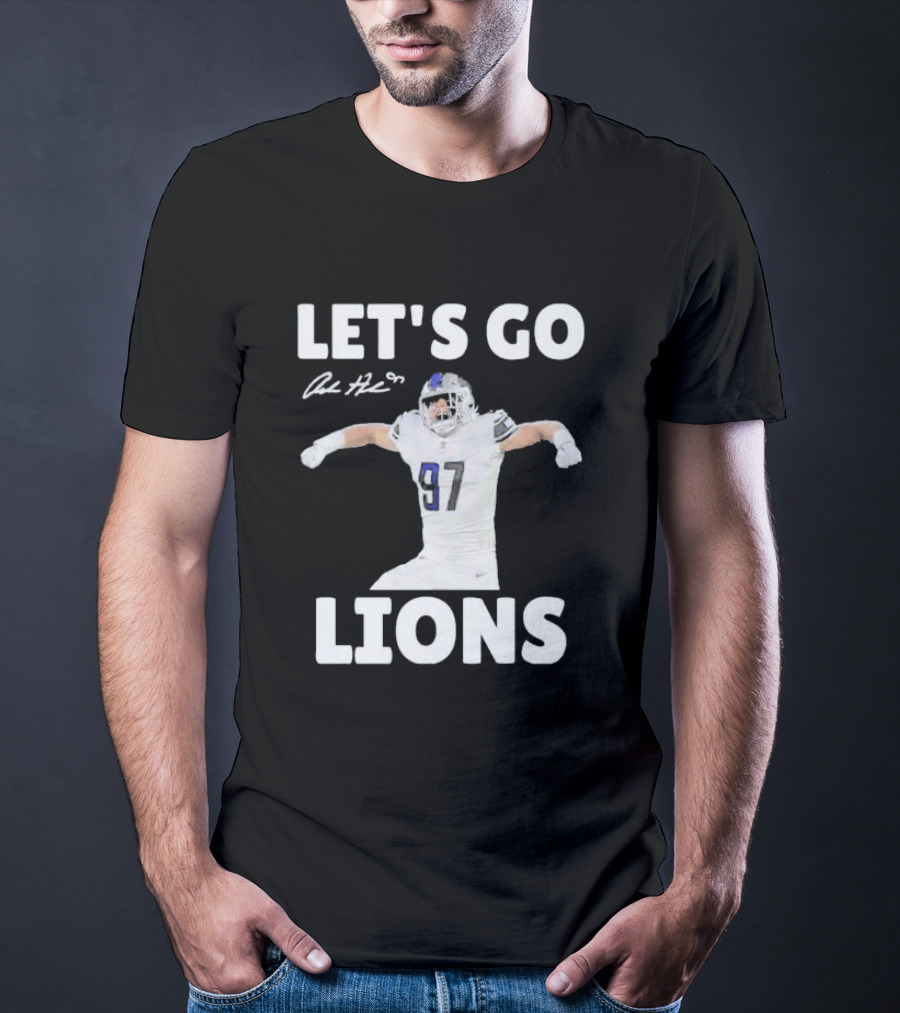 Let's Go Lions Aidan Hutchinson Detroit Lions Signature T-Shirt