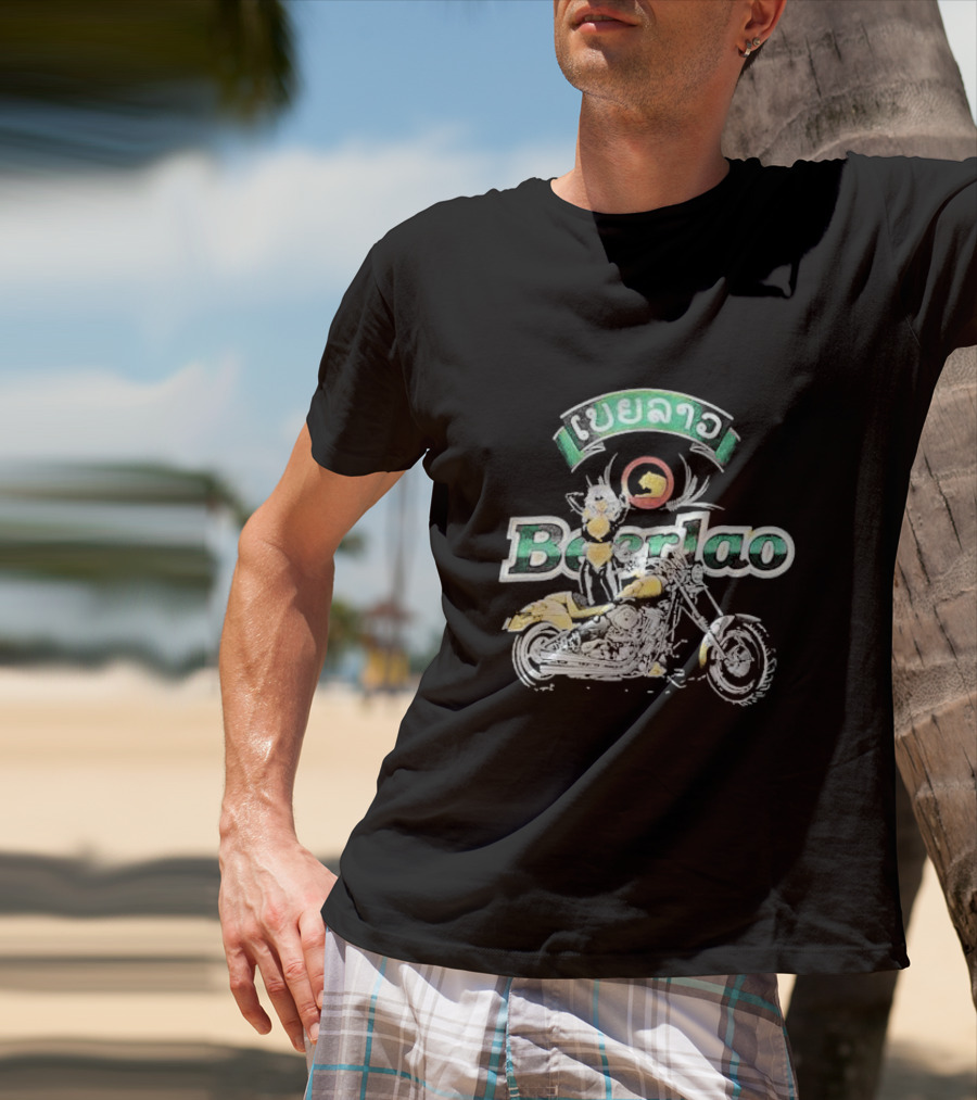 Beer Lao Lager Beerlao Biker Chick Motorcycle T-Shirt
