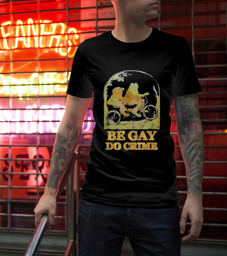 Frogs Be Gay Do Crime Bicycle Adventure T-Shirt