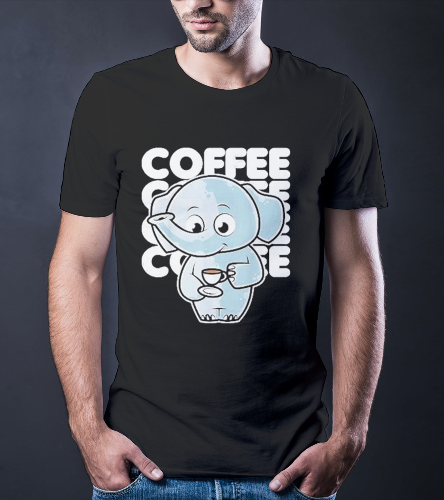 Cute Elephant Coffee Kawaii Neko Anime T-Shirt