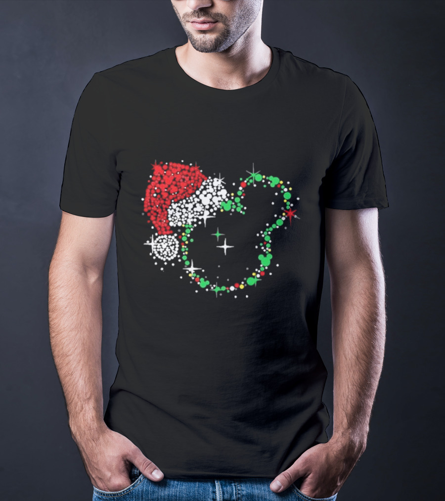 Mickey Mouse Santa Hat Christmas Lights Disney T-Shirt