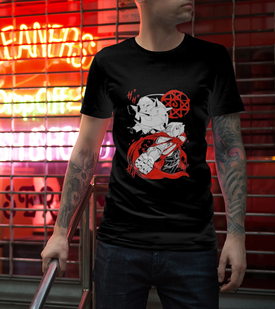 Fullmetal Alchemist Brotherhood Alphonse Elric Red Alchemy Circle Edward Elric T-Shirt