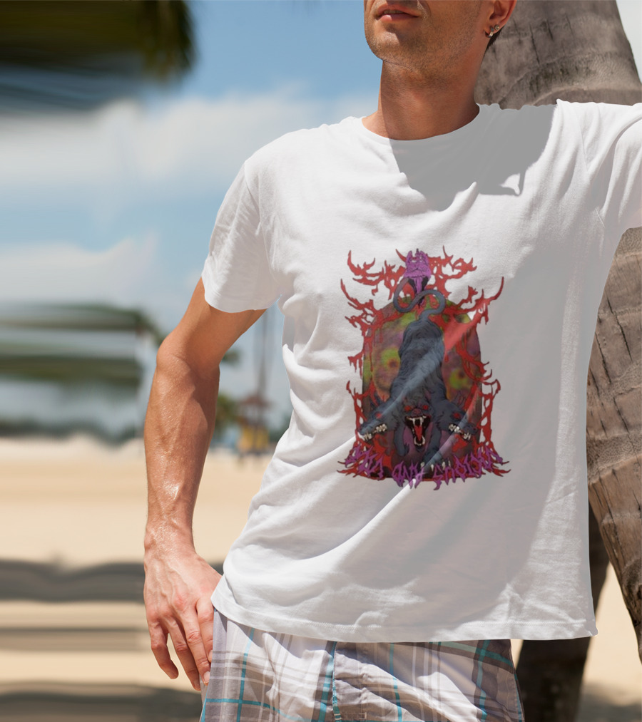 Cerberus Vicious And Psychedelic Flames T-Shirt