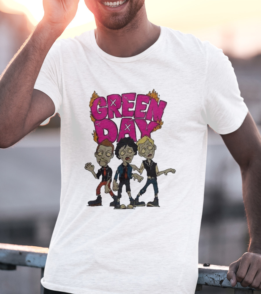 Green Day Walking Zombie Band Members T-Shirt