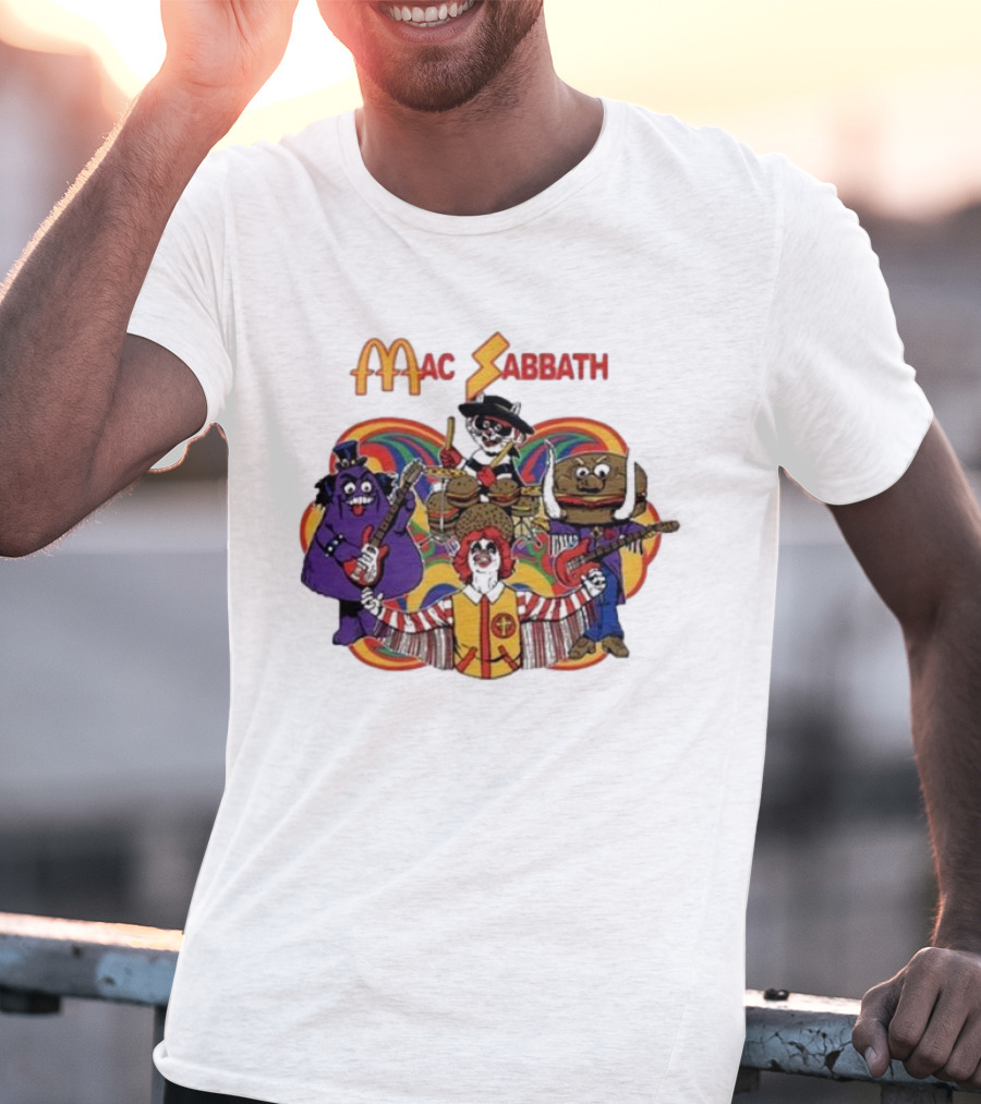 Mac Sabbath Cartoon Band Characters Playing Instruments T-Shirt