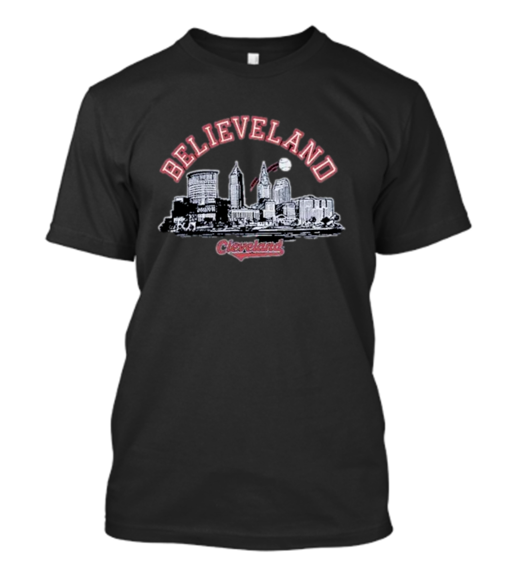 Believeland Cleveland Skyline Baseball Cityscape T-Shirt