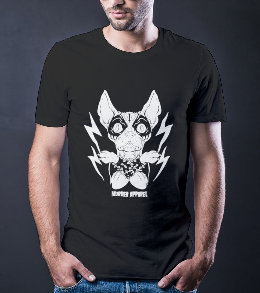Metal Sphynx Dog Murder Apparel With Lightning Bolts T-Shirt