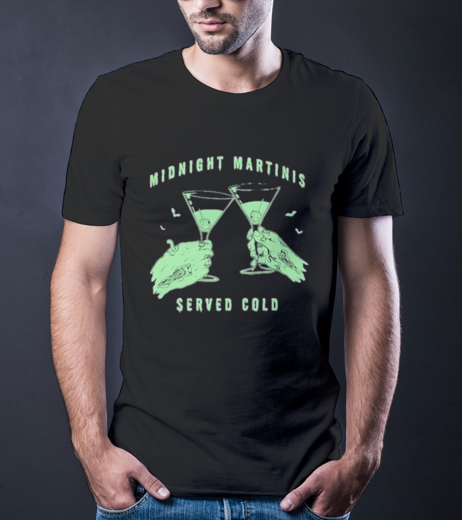 Midnight Martinis Served Cold Zombie Hands Cheers T-Shirt