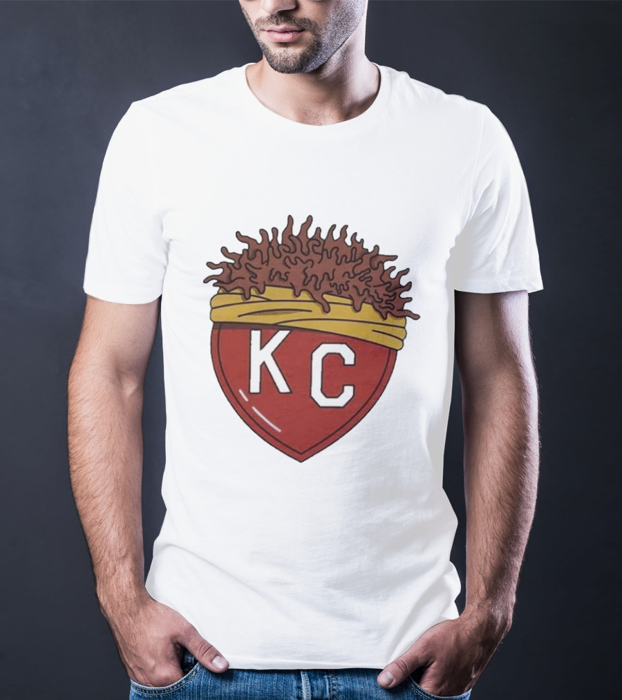 Charlie Hustle KC Heart Logo With Afro Hairband T-Shirt