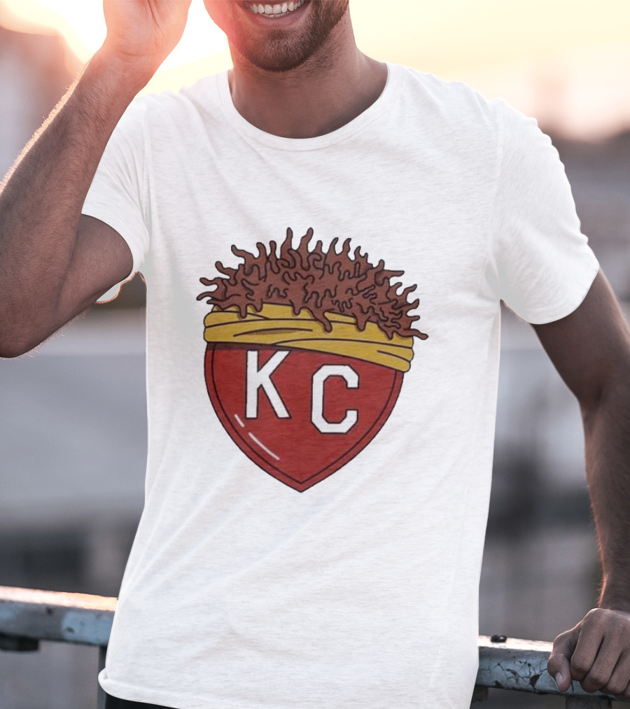 Charlie Hustle KC Heart Logo With Afro Hairband T-Shirt
