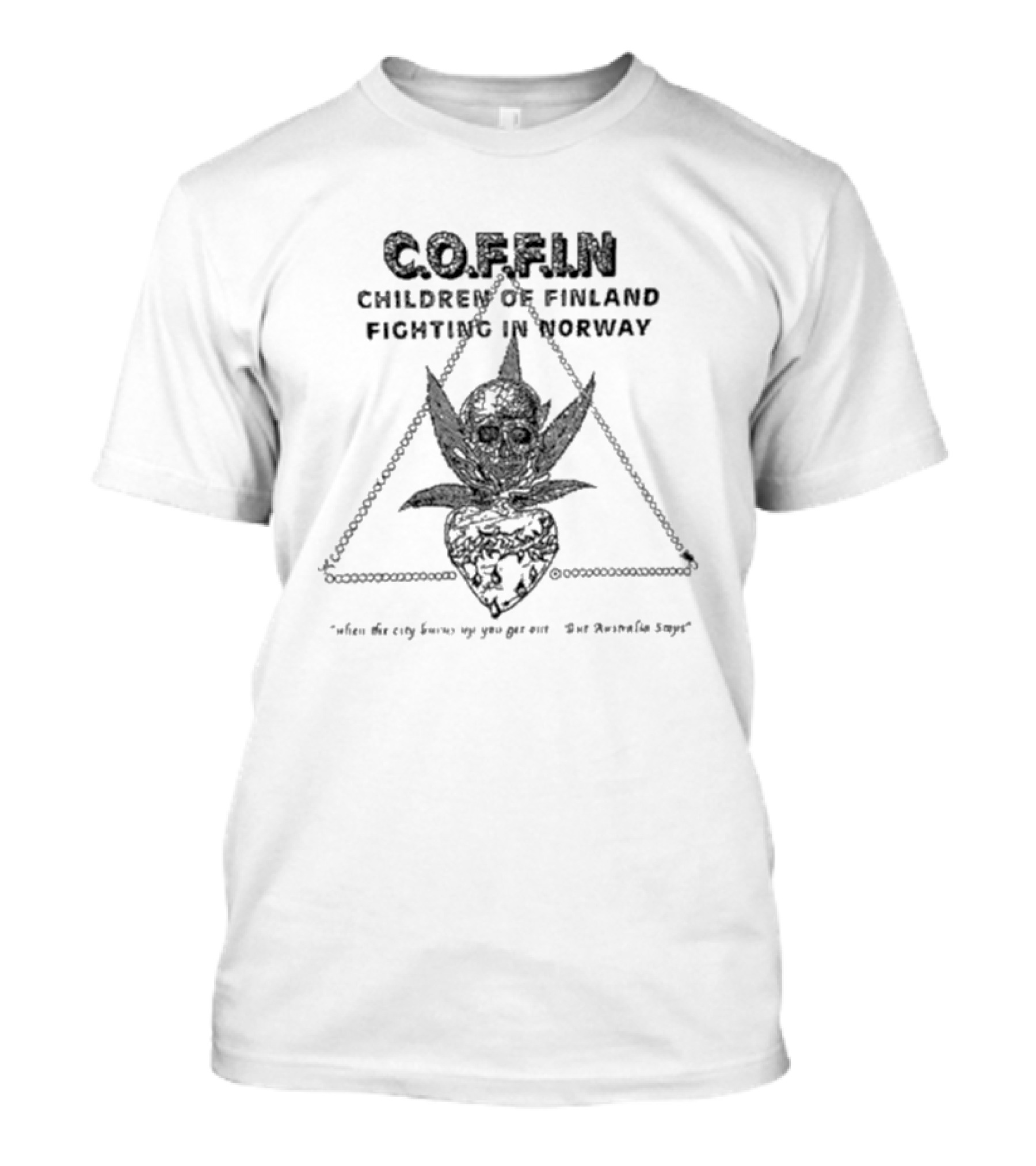 C.O.F.F.I.N. Children Of Finland Fighting In Norway Skull Heart Triangle T-Shirt