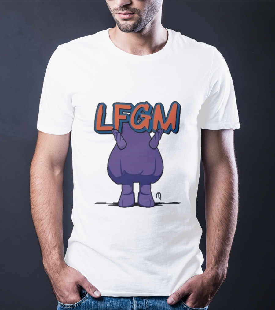 LFGM Monster Grimace New York Mets Sign T-Shirt