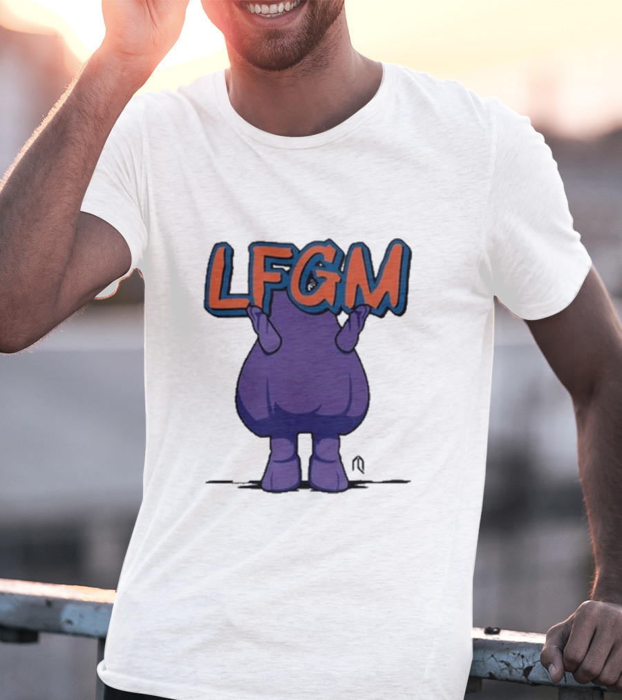 LFGM Monster Grimace New York Mets Sign T-Shirt