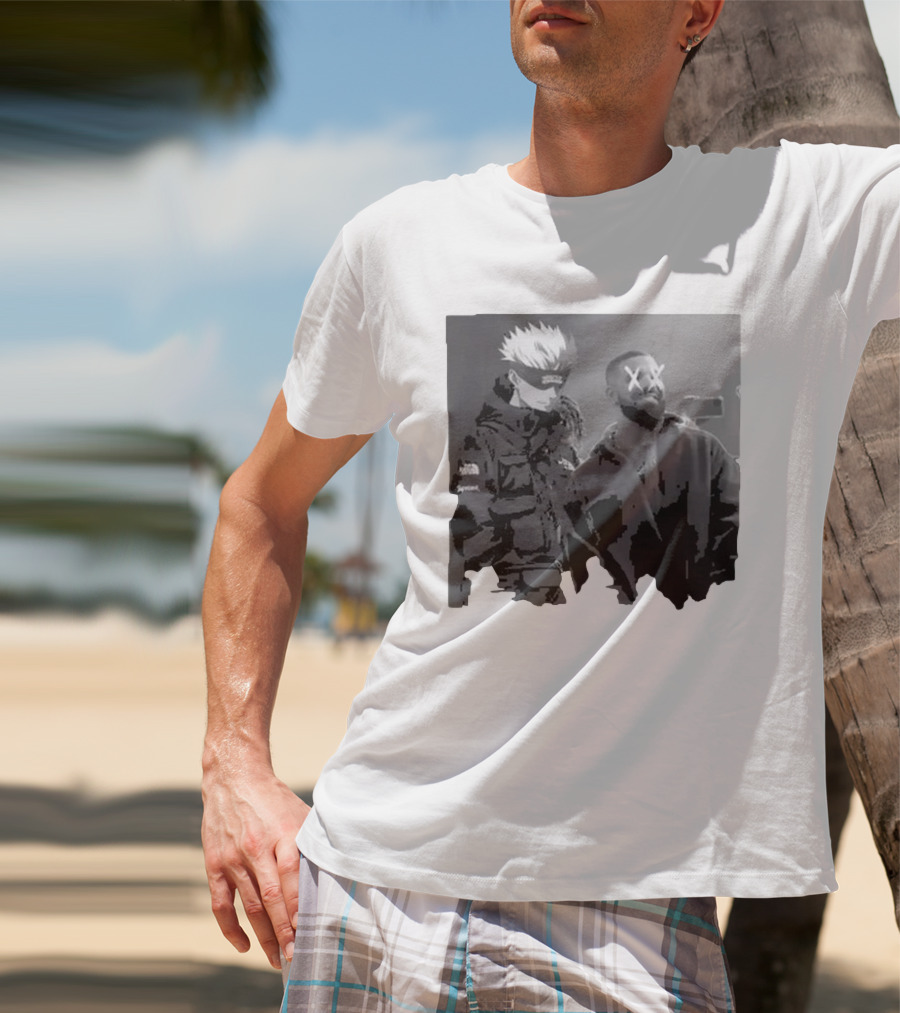 Drake X Gojo Satoru Crossover Black And White Manga Aesthetic T-Shirt