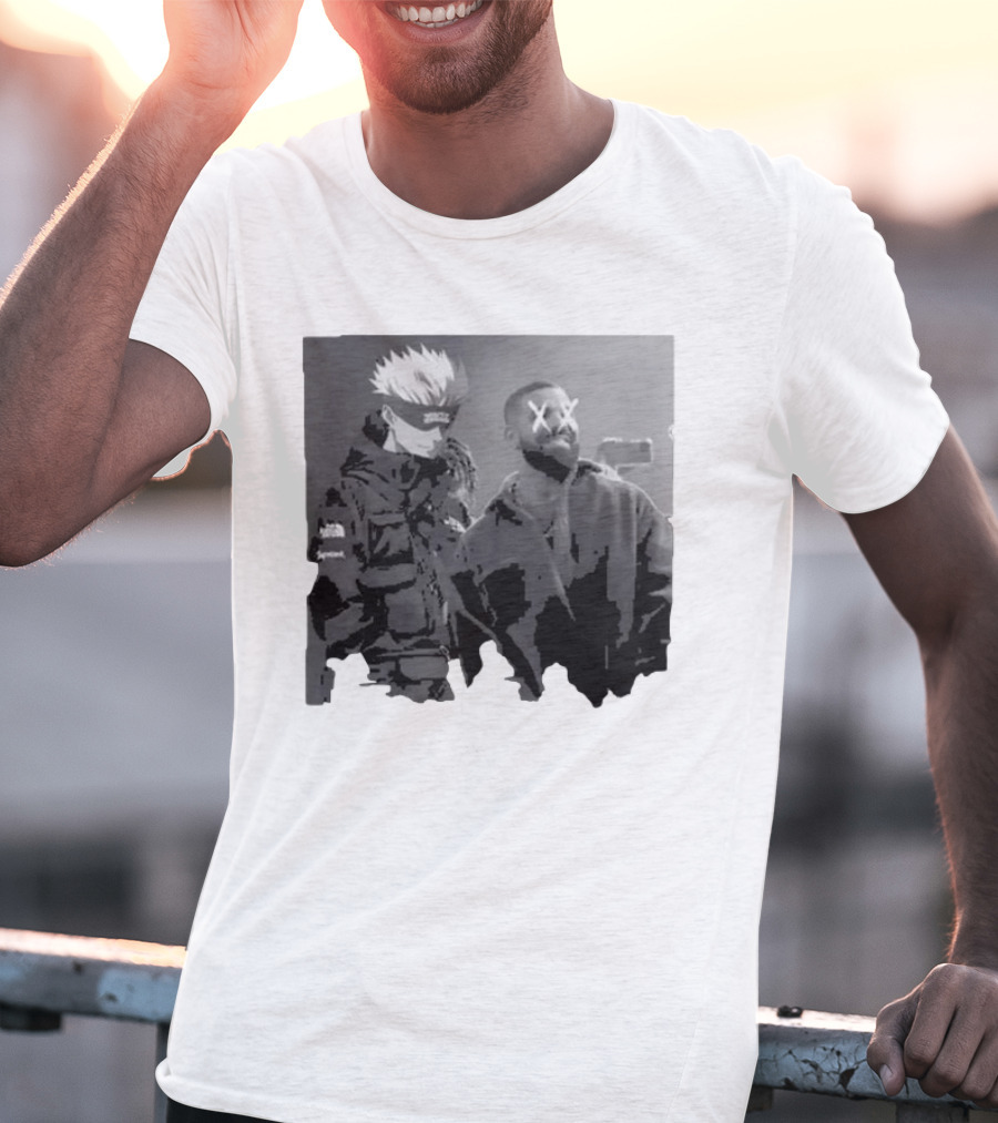 Drake X Gojo Satoru Crossover Black And White Manga Aesthetic T-Shirt