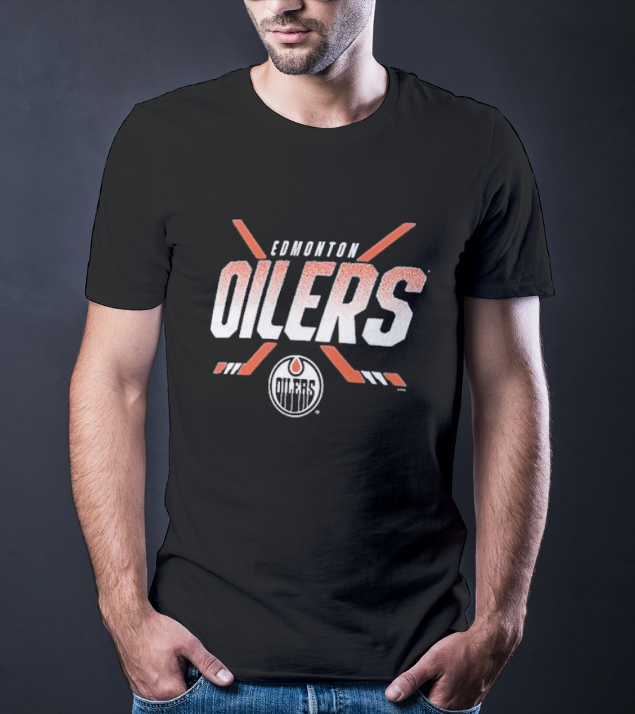 Edmonton Oilers Covert Logo Hockey Sticks NHL Team T-Shirt