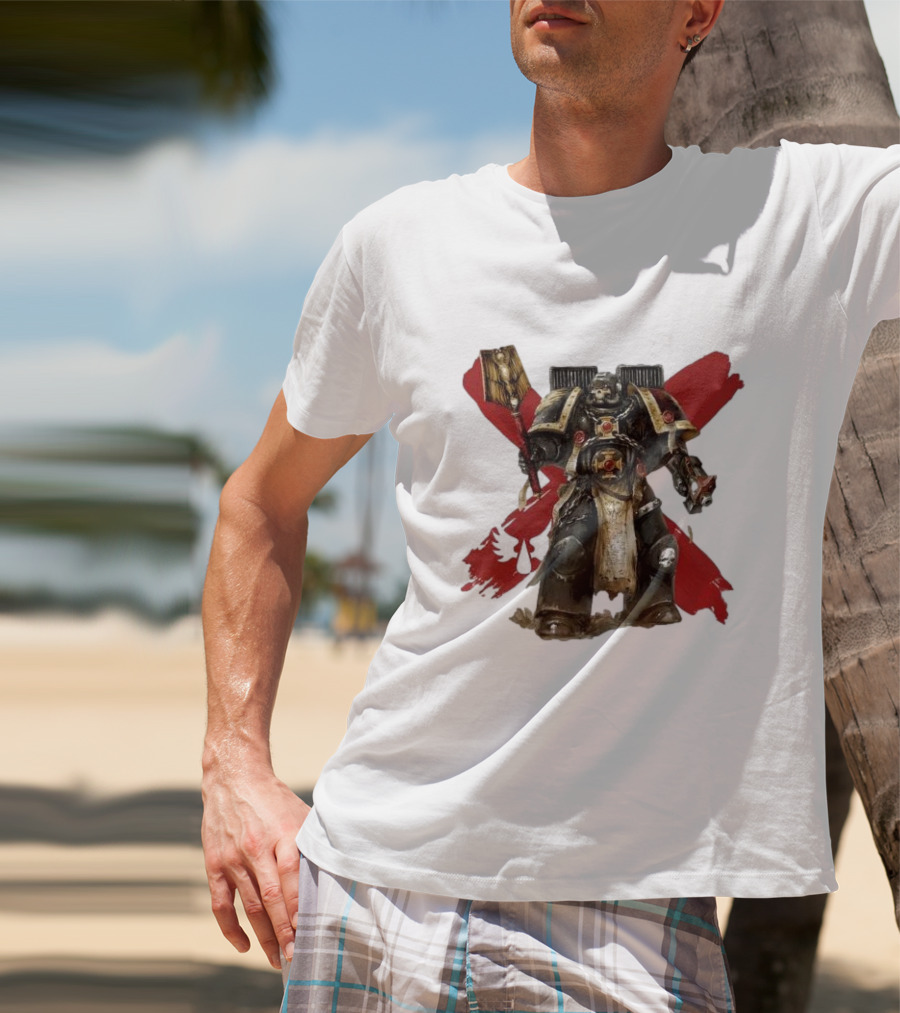 Blood Angels Joytoy Warhammer Space Marine With Red Wings Background T-Shirt