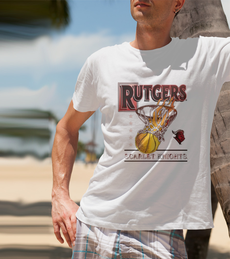 Rutgers Scarlet Knights Basketball Flaming Hoop T-Shirt