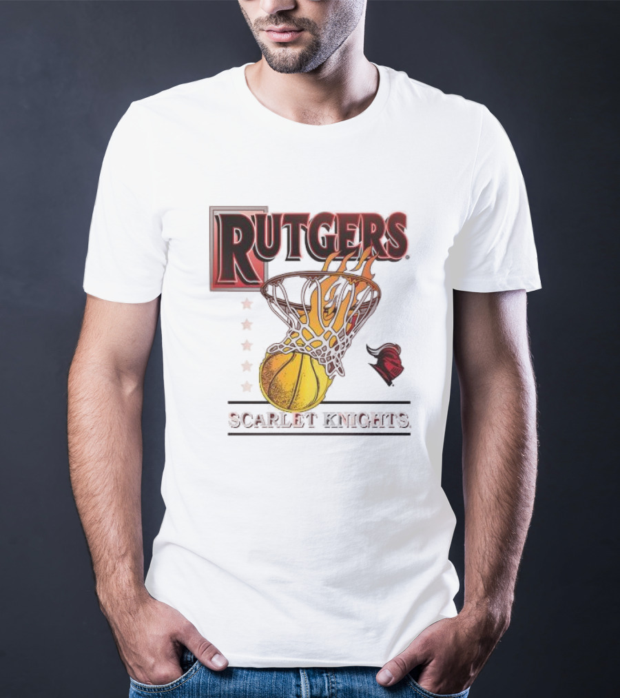 Rutgers Scarlet Knights Basketball Flaming Hoop T-Shirt