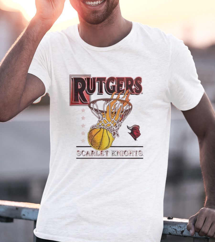 Rutgers Scarlet Knights Basketball Flaming Hoop T-Shirt