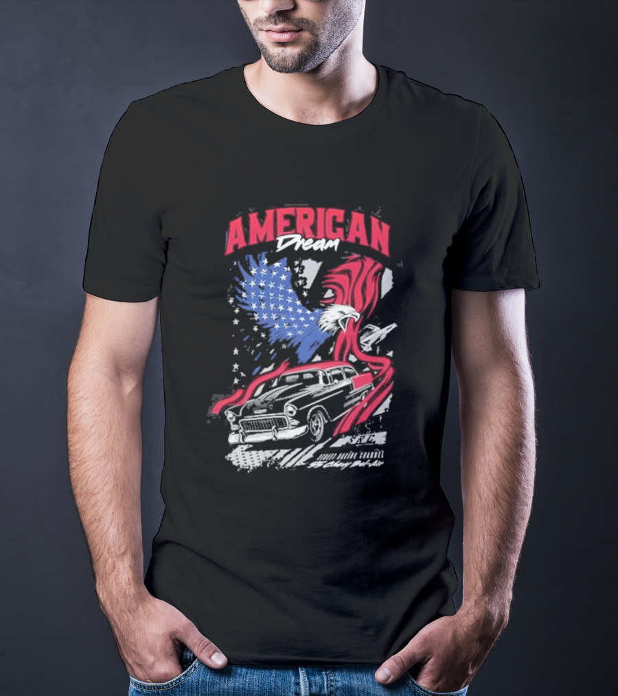 American Dream Eagle With Classic Chevy And Stars T-Shirt