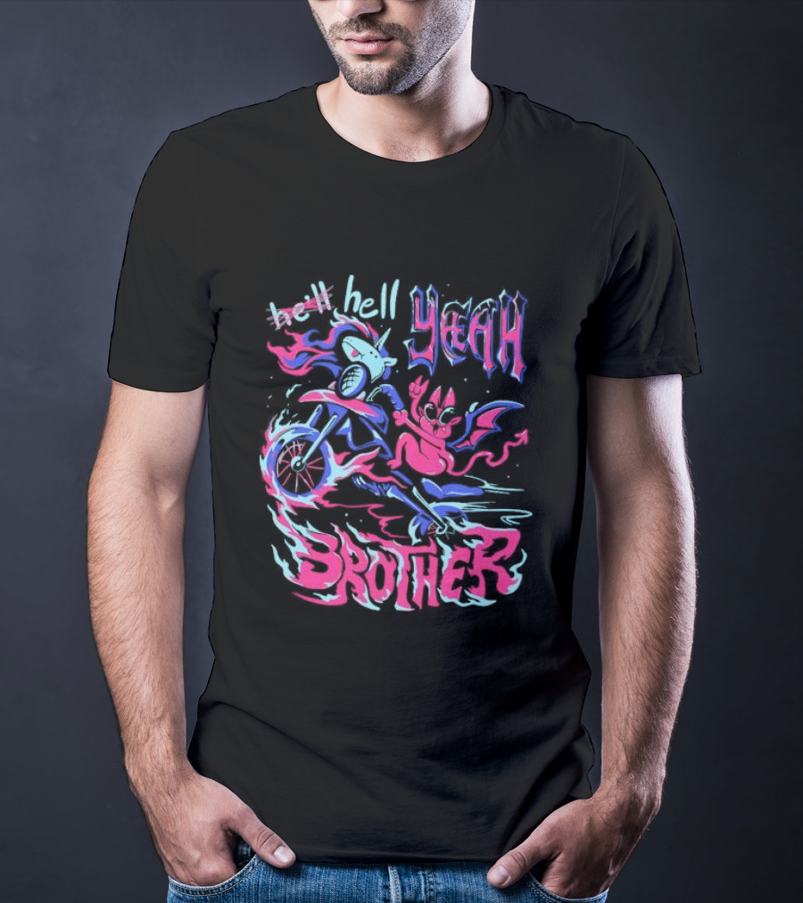 Hell Yeah Brother K Duffles Unicorn Motorcycle Adventure T-Shirt