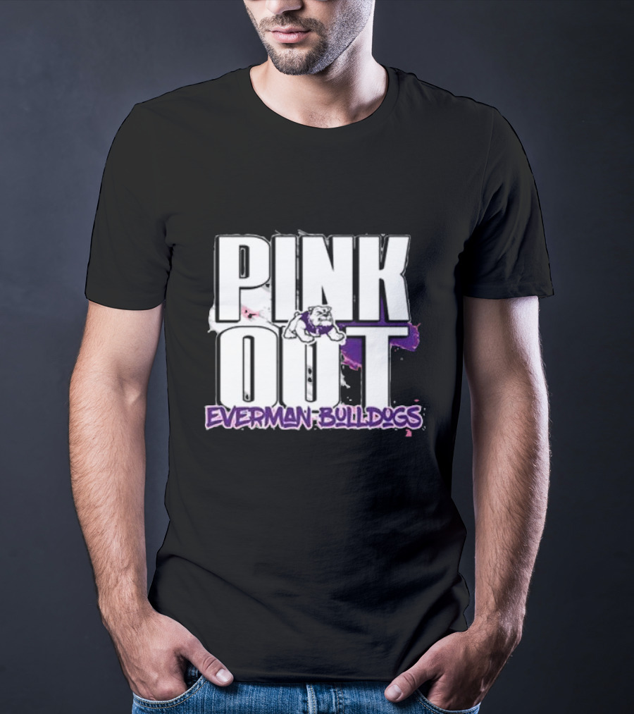Everman Bulldogs Pink Out Event Featuring Bulldog Mascot T-Shirt