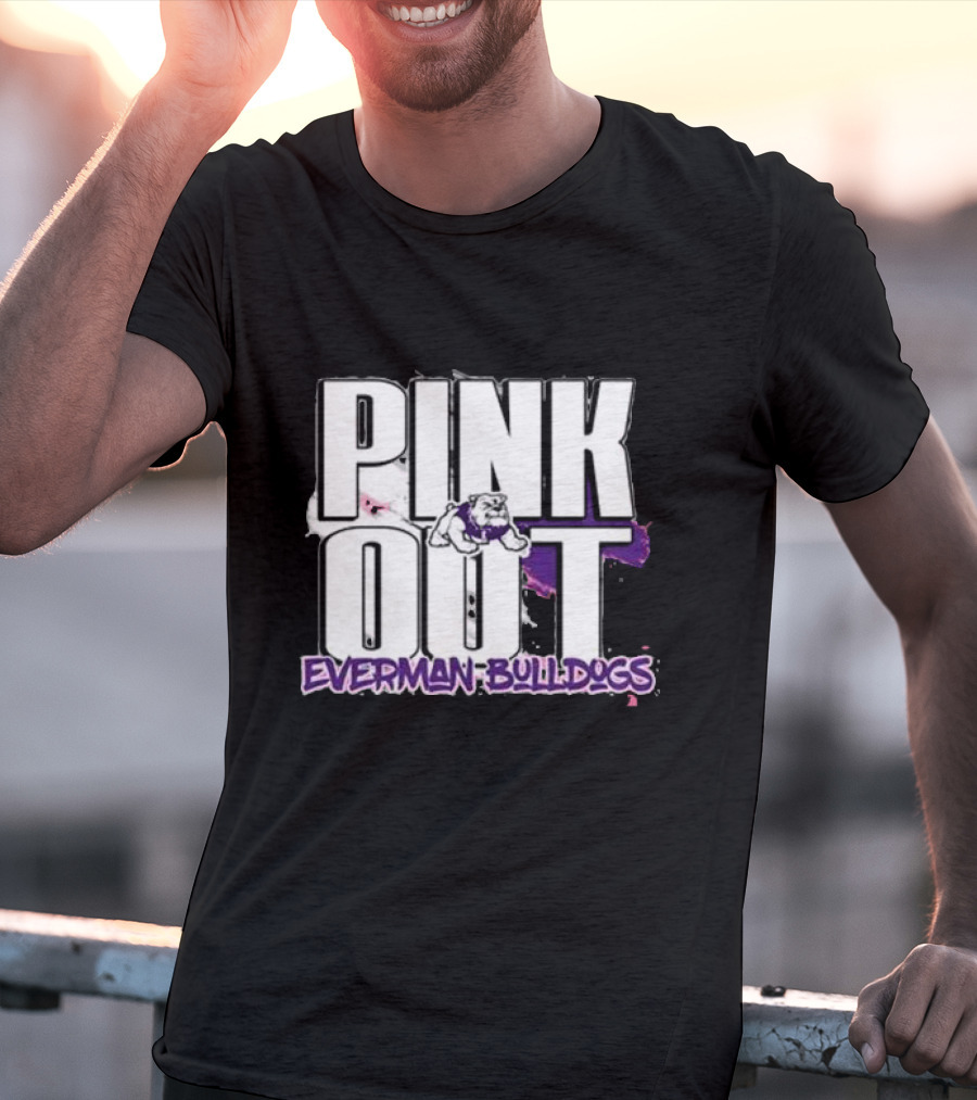 Everman Bulldogs Pink Out Event Featuring Bulldog Mascot T-Shirt
