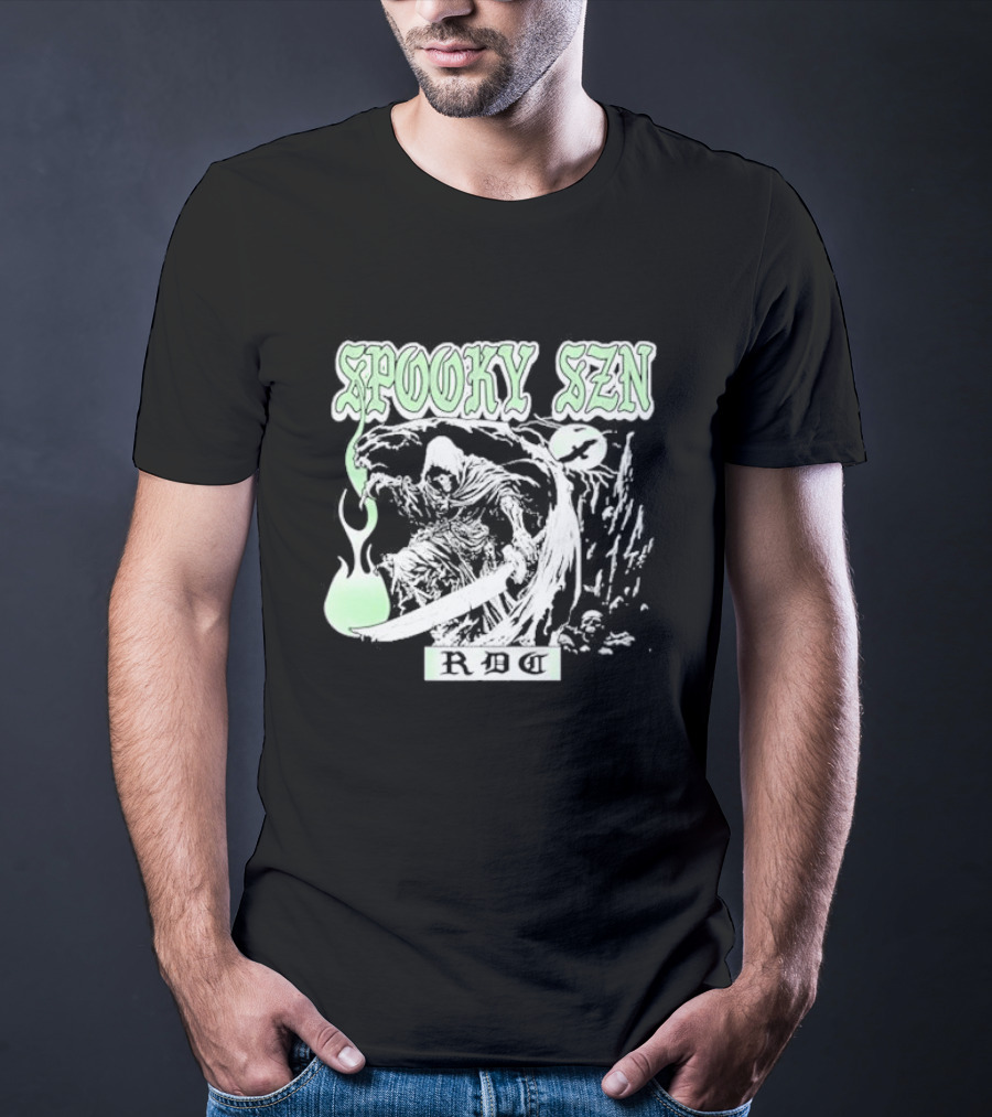 RDCWorld Spooky Szn Grim Reaper Flame T-Shirt