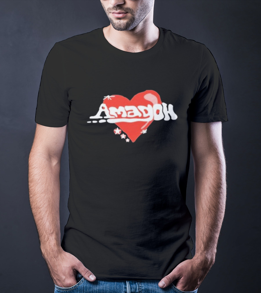 Kofi Stone Amagoh Red Heart Design With Stars T-Shirt